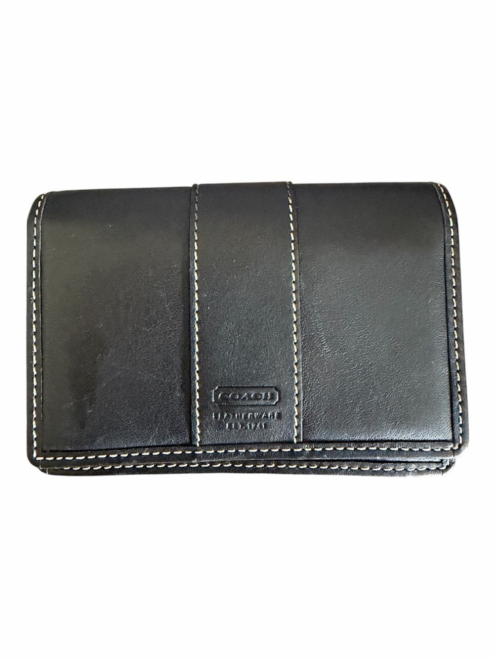 Coach Vintage Black Legacy Leather with White Contrast Stitching Wallet